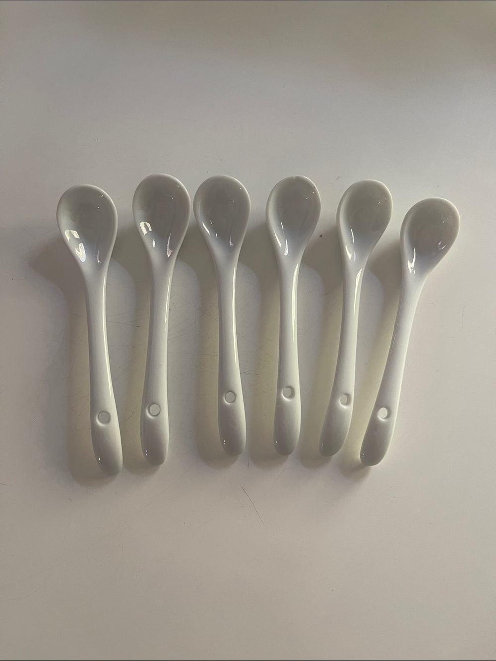 White Ceramic Dessert Spoons - Set of 6